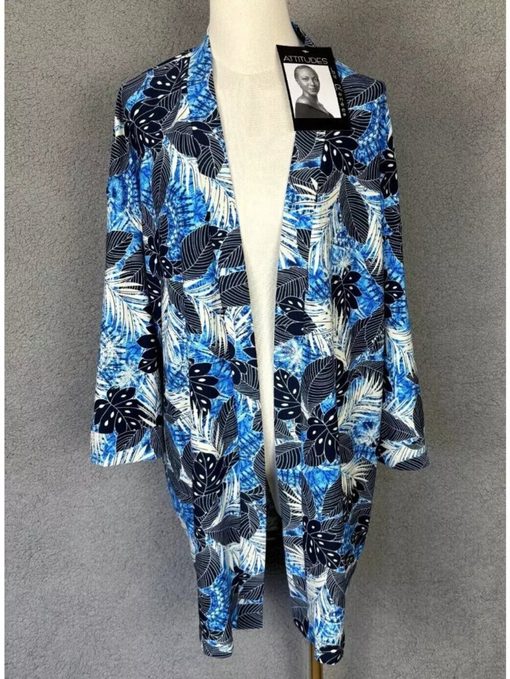Attitudes By Renee Open Front Stretch Cardigan Floral Multicolor Lg Petite NWT's